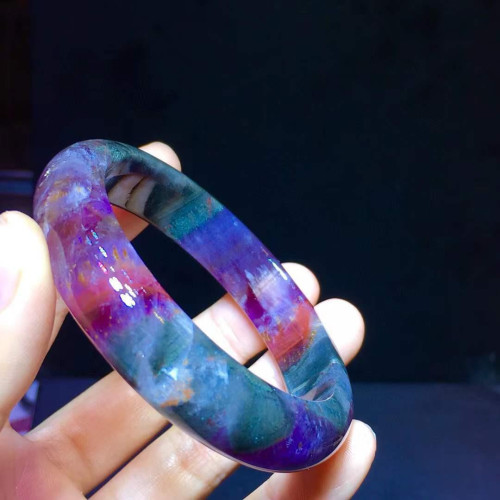 永韻天然極光23紫鈦消磁能量水晶手鐲紅幽霛金黃板鈦晶四色體手鐲