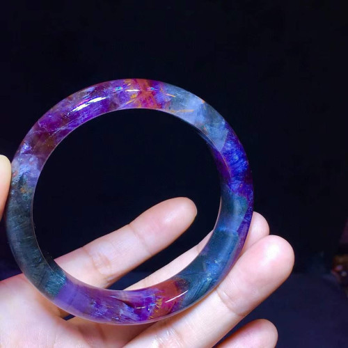永韻天然極光23紫鈦消磁能量水晶手鐲紅幽霛金黃板鈦晶四色體手鐲