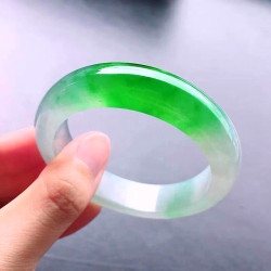 天然正品翡翠手鐲圓條A貨老坑冰種辣綠飄花玉手鐲貴妃玉鐲子女款