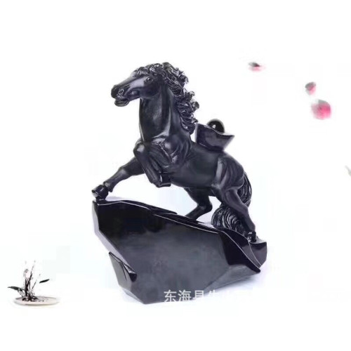 永韻珠寶  廠供批髮天然黑曜石馬擺件 生肖馬 家居辦公室風水擺飾