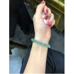 天然 緬甸翡翠a貨冰種飄花圓條翡翠手鐲女叮噹鐲細條貴妃鐲玉手鐲
