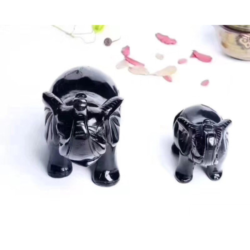 永韻水晶  珠寶 廠供批髮天然黑曜石象擺件   家居辦公室風水擺飾