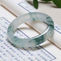 冰種飄花翡翠手鐲a貨少女款中式玉石飾品緬甸高端飄花翡翠玉鐲子