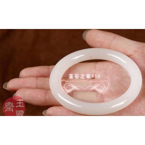 天然新疆和田玉手鐲白玉手鐲翡翠a貨 飄花細圓條淺色玉女款手鐲女