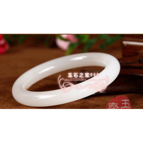 天然新疆和田玉手鐲白玉手鐲翡翠a貨 飄花細圓條淺色玉女款手鐲女