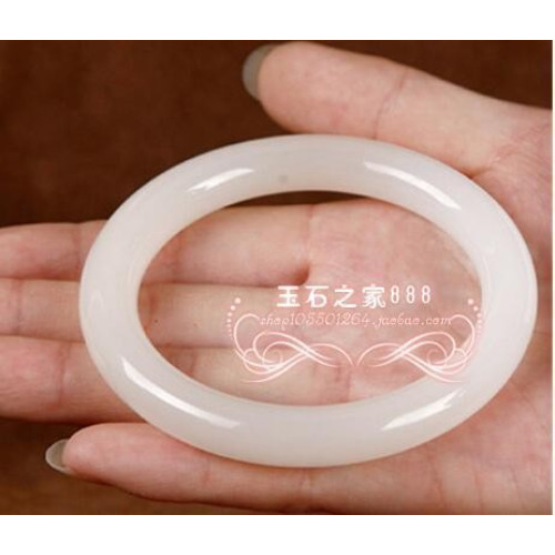 天然新疆和田玉手鐲白玉手鐲翡翠a貨 飄花細圓條淺色玉女款手鐲女