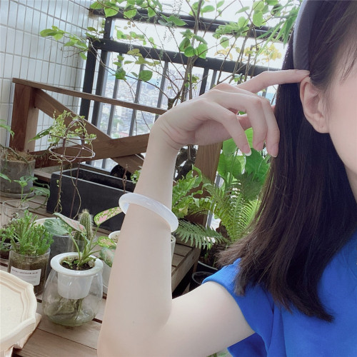 鐲子女小衆玉女款少女玉手鐲玉鐲細圓條和田玉羊脂白玉手鐲子天然