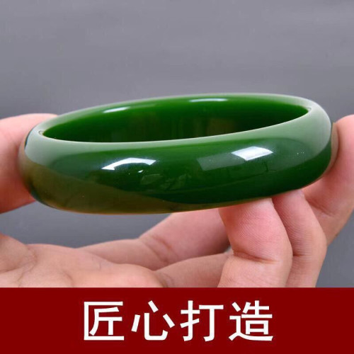 【小額批髮】新疆和田玉碧玉手鐲菠菜綠手鐲旺夫玉鐲子少女媽媽款
