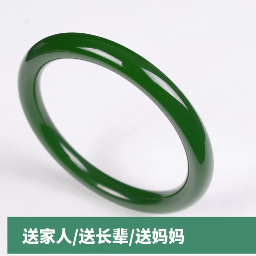 天然新疆和田玉碧玉手鐲細條女款菠菜綠少女圓條叮噹鐲帶証書