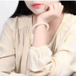 新疆和田玉羊脂級白玉手鐲玉鐲子女款圓條手鐲少女款細條玉鐲