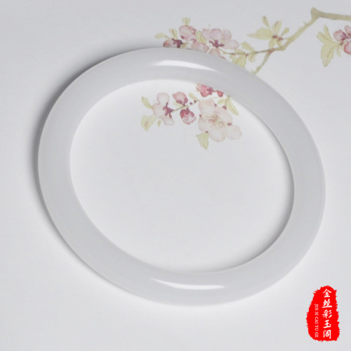 新疆金絲玉真玉手鐲子似和田玉羊脂白玉細鐲圓條玉鐲玉石細條0819