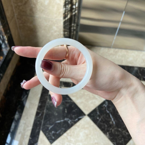 新疆和田玉手鐲白玉手鐲女款叮噹鐲圓條少女細條天然玉鐲