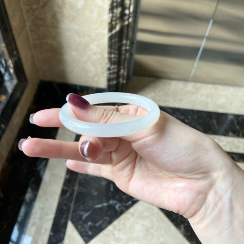 新疆和田玉手鐲白玉手鐲女款叮噹鐲圓條少女細條天然玉鐲
