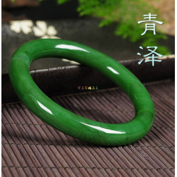 天然新疆和田玉碧玉手鐲細條女士款老坑菠菜綠崑侖碧玉圓條玉鐲子