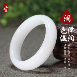 新疆和田玉手鐲女士款玉鐲子真玉産玉石羊脂級白玉金絲玉手鐲飾品