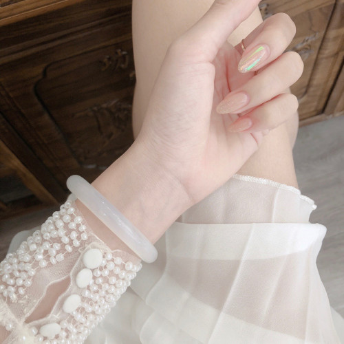 新疆和田玉白玉手鐲女款叮噹鐲夏玉少女圓條細條真玉羊脂玉鐲飾品