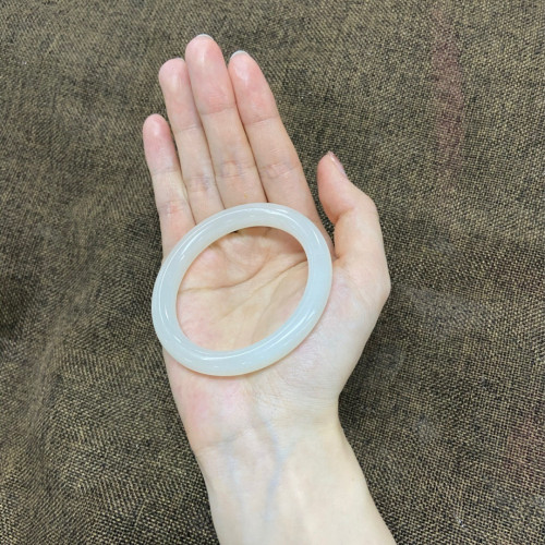 新疆和田玉羊脂玉鐲女款叮噹鐲少女圓條細條晴水天然白玉手鐲
