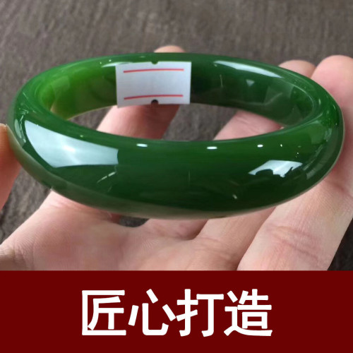 【小額批髮】新疆和田玉碧玉手鐲女款寬女玉鐲金絲玉菠菜綠旺真玉