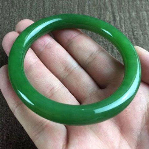 天然新疆和田玉手鐲A貨細圓條碧玉手鐲菠菜綠玉鐲子女款鐲子