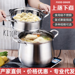 加厚不鏽鋼高湯鍋家用大容量鹵肉煮雞煲湯電磁爐煤氣灶專用蒸煮鍋