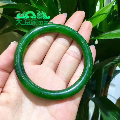 天然玉石和田玉碧玉手鐲玉鐲子女款圓條手鐲少女菠菜淺綠手鐲