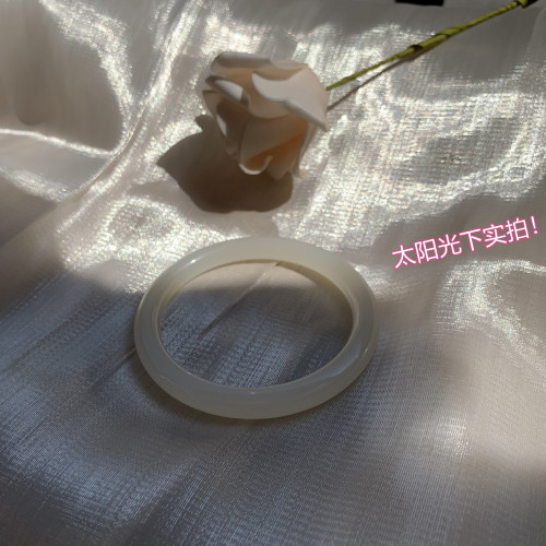 優質新疆和田白玉手鐲女款叮噹鐲圓條細條天然A貨羊脂白玉鐲