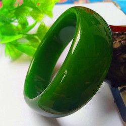 【小額批髮】玉器新疆和田玉手鐲碧玉扁圓形碧玉鐲子菠菜綠加寬版