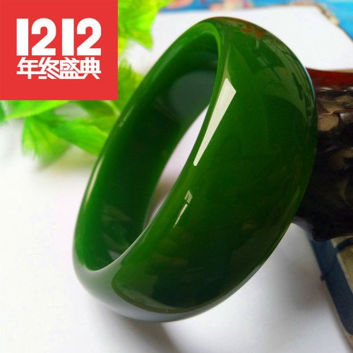 【小額批髮】玉器新疆和田玉手鐲碧玉扁圓形碧玉鐲子菠菜綠加寬版