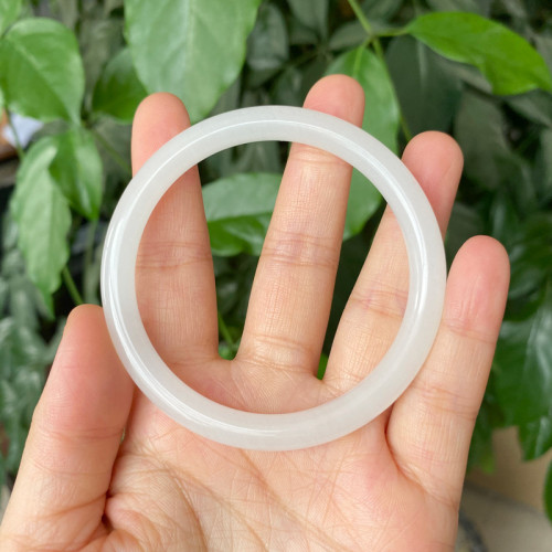 和田玉白玉手鐲叮噹鐲珮戴溫婉優雅圓條羊脂玉鐲子 玉石女款細鐲