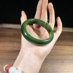 【小額批髮】新疆和田玉碧玉手指大圈口手鐲玉鐲送媽媽真玉鐲女款