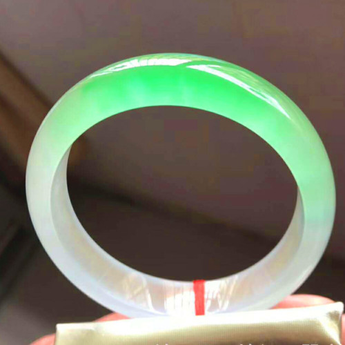 天然緬甸老坑飄花翡翠手鐲正圈陽綠冰種貴妃玉石手鐲子少女款玉石