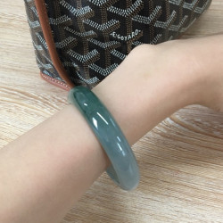 藍水油青翡翠手鐲天然a貨玉手鐲冰糯種貴妃鐲飄花玉鐲女款叮噹鐲