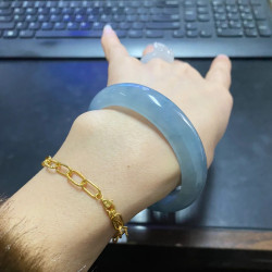 珠寶翡翠手鐲天然緬甸冰糯種飄花手鐲貴妃鐲圓條翡翠玉手鐲少女款