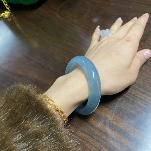 珠寶翡翠手鐲天然緬甸冰糯種飄花手鐲貴妃鐲圓條翡翠玉手鐲少女款