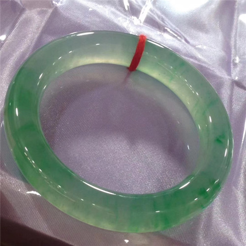 天然緬甸翡翠手鐲冰種細圓條飄花玉手鐲蘋果綠冰貴妃玉石鐲子女款