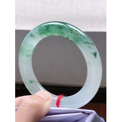 天然A貨翡翠手鐲春彩紫羅蘭飄陽綠色翡翠玉手鐲湖水綠桂花糕玉環
