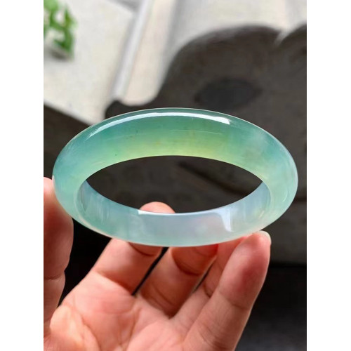 天然A貨翡翠手鐲春彩紫羅蘭飄陽綠色翡翠玉手鐲湖水綠桂花糕玉環
