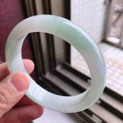 天然緬甸翡翠手鐲子好種水潤飄甜綠色花寬邊環天然A貨揭陽美玉石