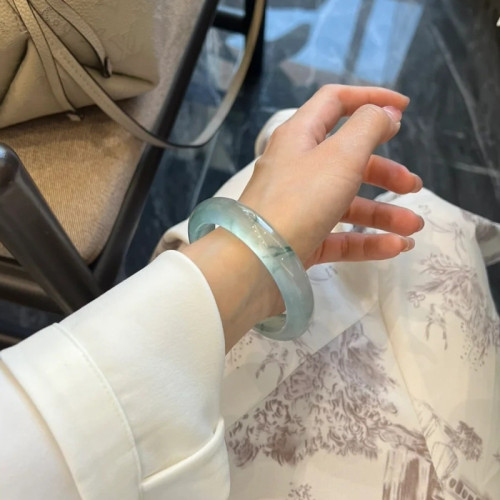 緬甸老坑翡翠手鐲天然玉石原石冰糯種紫羅蘭飄花玉手鐲女款玉鐲子