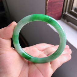 冰糯種小細圓條女款飄陽綠色翡翠手鐲子玉手環輕奢天然A貨玉手鐲