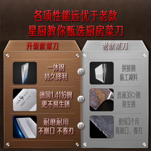 三四鋼菜刀家用廚房木柄切肉切片刀切菜刀具桑刀不鏽鋼廚師刀批髮