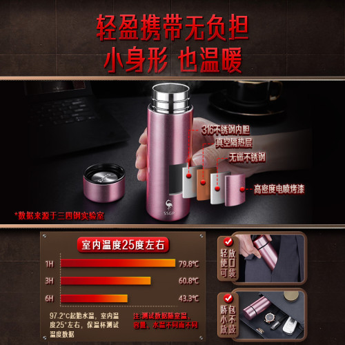 三四鋼 隨手盃不鏽鋼迷你保溫盃 盃子女士智能便攜兒童保溫水盃