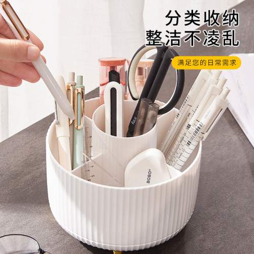 圓形筆架跨境批髮塑料辦公桌面分類整理文具學生白色收納旋轉筆筒