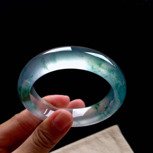 天然緬甸冰種飄花翡翠手鐲圓條老坑a貨玻璃種貴妃正圈玉鐲子吊墜