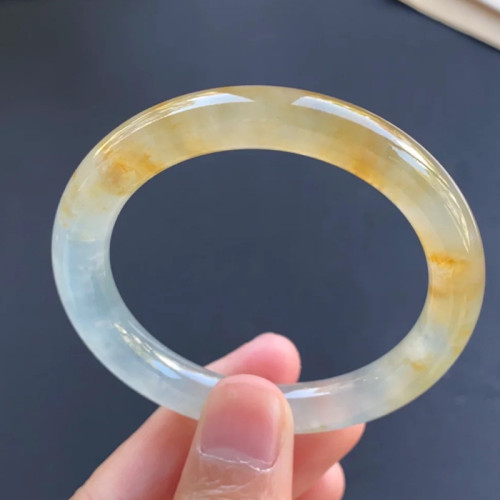 天然緬甸翡翠手鐲飄花貴妃平安鐲紫羅蘭冰糯種翡翠玉手鐲少女時尚