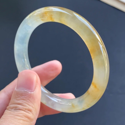 天然緬甸翡翠手鐲飄花貴妃平安鐲紫羅蘭冰糯種翡翠玉手鐲少女時尚
