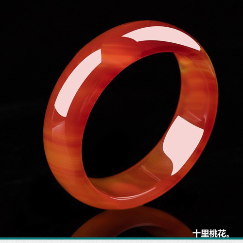 紅瑪瑙玉手鐲女款瑪瑙手鐲女細條天然正品加寬紅色旺夫真玉手鐲子