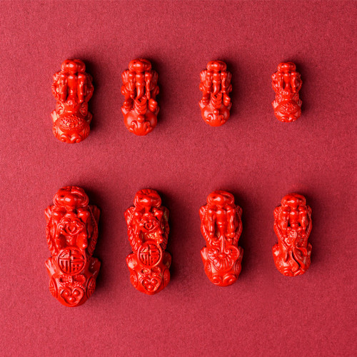 久雅水晶 原鑛硃砂貔貅配件紅砂帝王砂貔貅葫蘆手鏈手串配飾 批髮