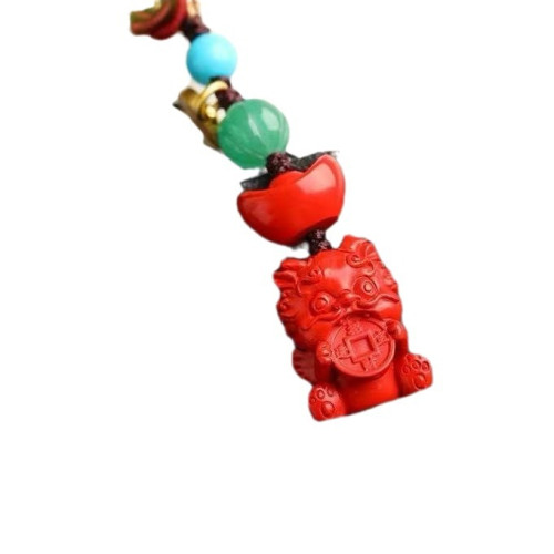 天然原鑛硃砂精品紅砂「吞金獸」手機掛 包掛 鈅匙掛 硃砂含量 95