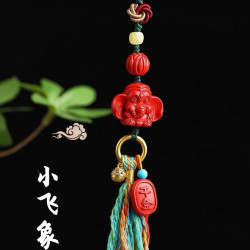 天然原鑛硃砂精品紅砂「小飛象」 手機掛  包掛 硃砂含量達95以上